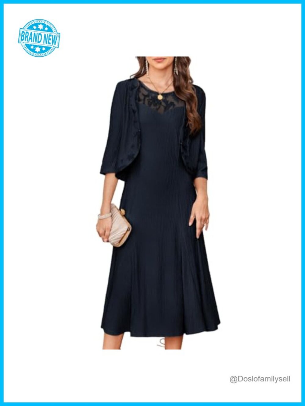 GRACE KARIN Two-Piece Sequin Midi Dress with Lace Jacket Formal Wedding